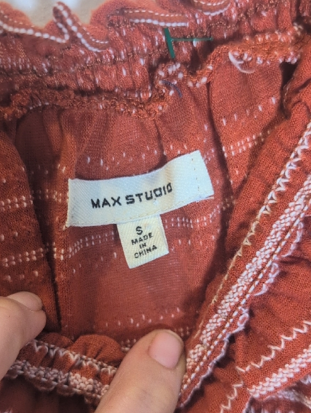 Max Studio Rust-Striped Off-Shoulder Tunic - Picture 2 of 6